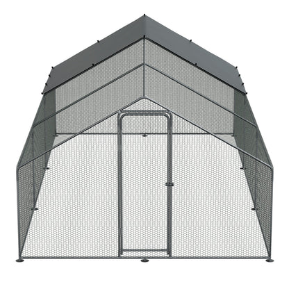 3x6x2m Walk-In Galvanised Steel Chicken Run with Roof Cover & PVC Coated Chicken Wire - DG280