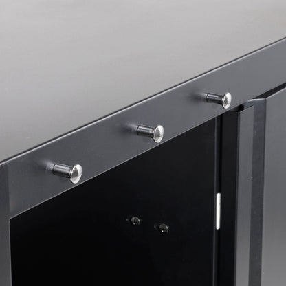 BBQ/Plancha Trolley with Cupboard, Extension Table & Utensil Hooks - Black - DG282