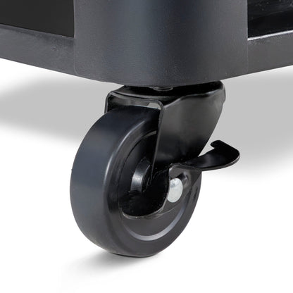 BBQ/Plancha Trolley with Cupboard, Extension Table & Utensil Hooks - Black - DG282