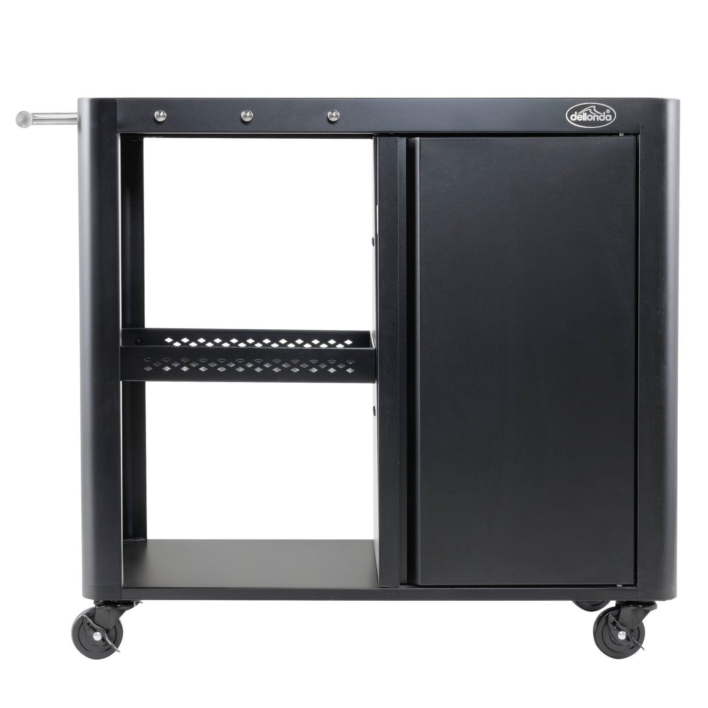 BBQ/Plancha Trolley with Cupboard, Extension Table & Utensil Hooks - Black - DG282
