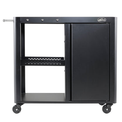 BBQ/Plancha Trolley with Cupboard, Extension Table & Utensil Hooks - Black - DG282