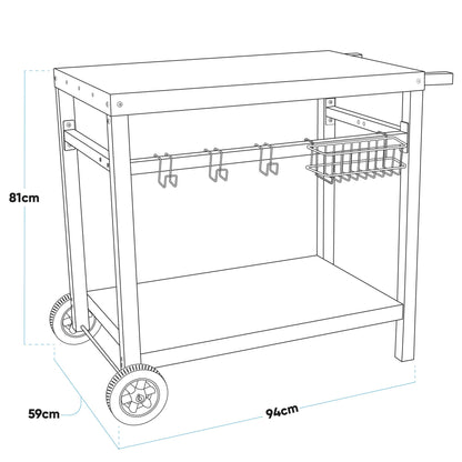 Barbecue/Plancha Trolley for Outdoor Grilling/Cooking with Utensil Holder - DG45