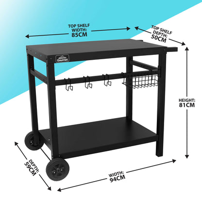 2 Burner Portable Gas Plancha 5kW BBQ Griddle, Stainless Steel with Cover & Trolley - DG249