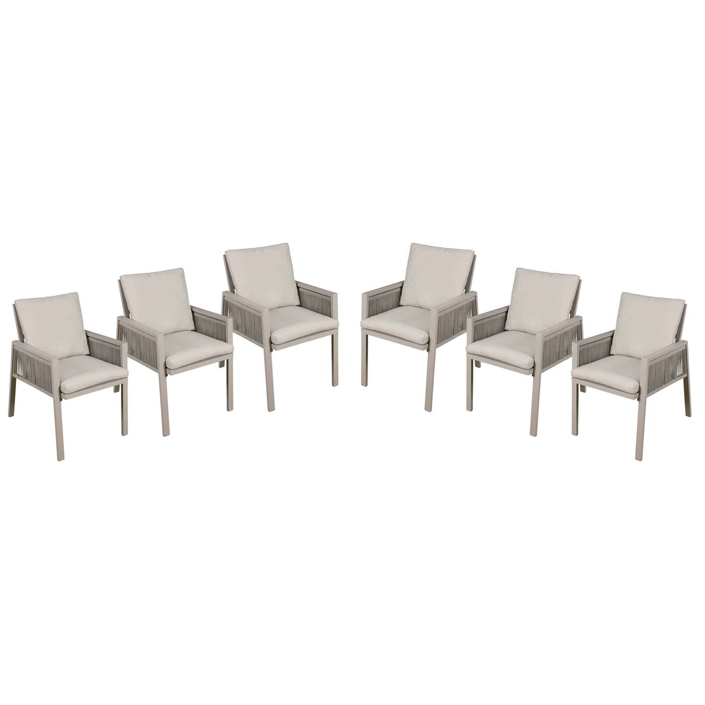 Fusion Garden/Patio Dining Chairs with Armrests, Set of 6, Light Grey - DG49