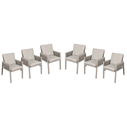 Fusion Garden/Patio Dining Chairs with Armrests, Set of 6, Light Grey - DG49