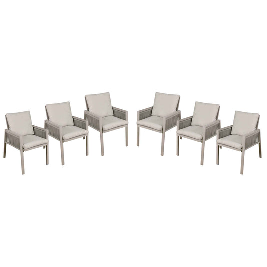 Fusion Garden/Patio Dining Chairs with Armrests, Set of 6, Light Grey - DG49