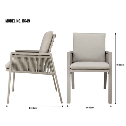 Fusion Garden/Patio Dining Chairs with Armrests, Set of 6, Light Grey - DG49
