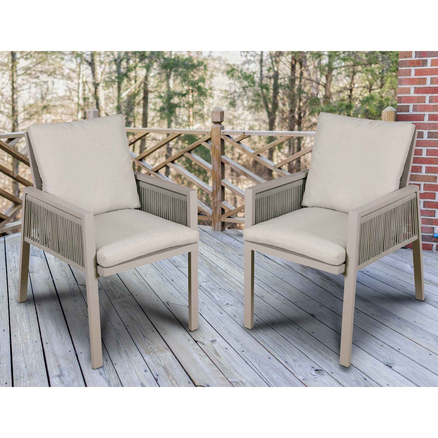 Fusion Garden/Patio Dining Chairs with Armrests, Set of 6, Light Grey - DG49