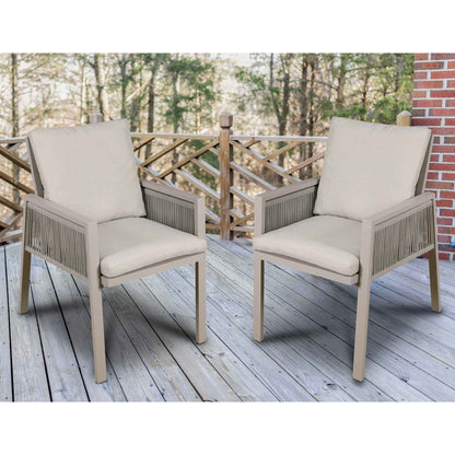 Fusion Garden/Patio Dining Chairs with Armrests, Set of 6, Light Grey - DG49