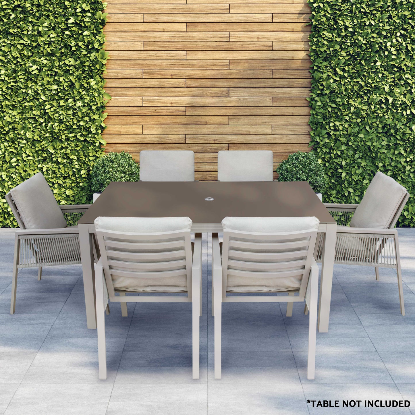 Fusion Garden/Patio Dining Chairs with Armrests, Set of 6, Light Grey - DG49