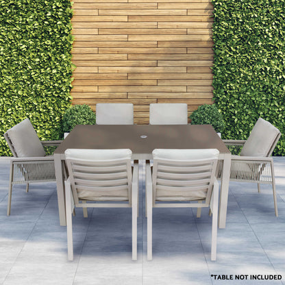 Fusion Garden/Patio Dining Chairs with Armrests, Set of 6, Light Grey - DG49