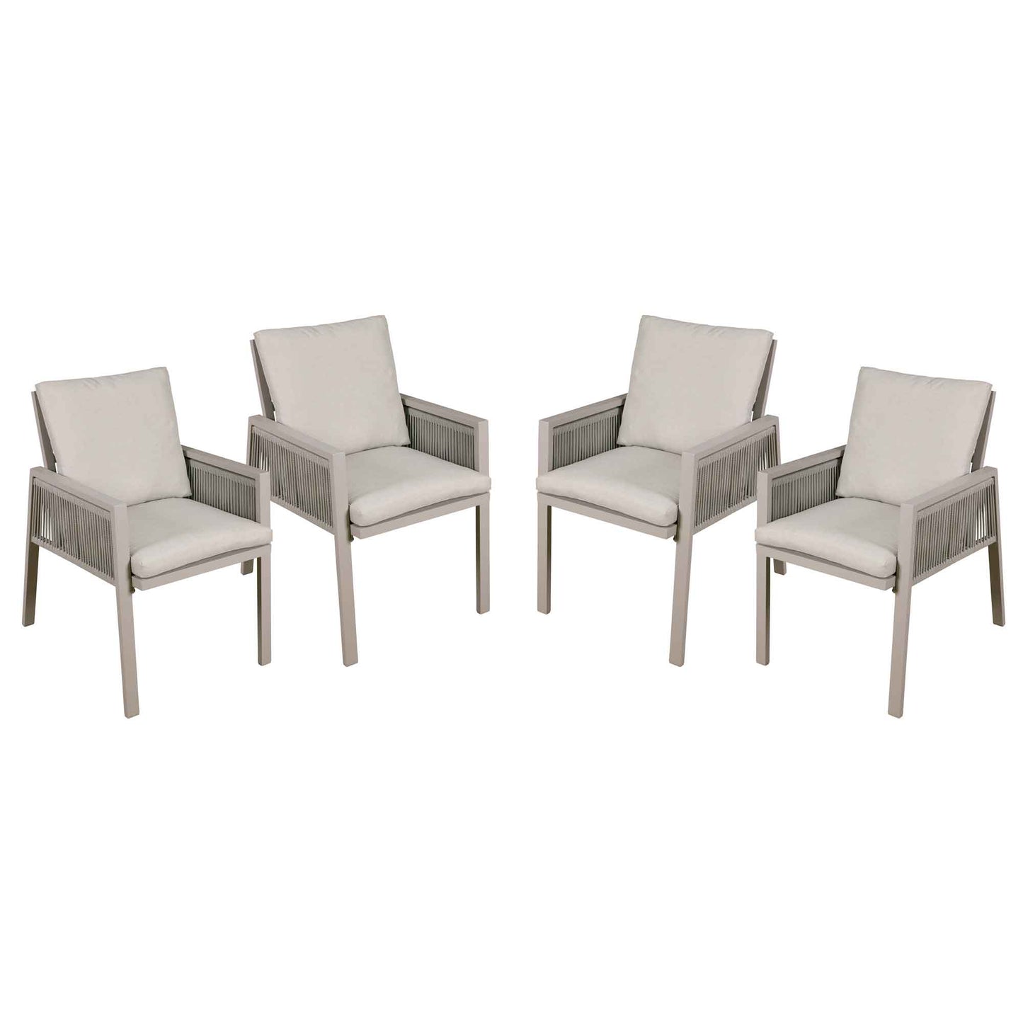 Fusion Garden/Patio Aluminium Dining Chair with Armrests, Set of 4, Light Grey - DG50