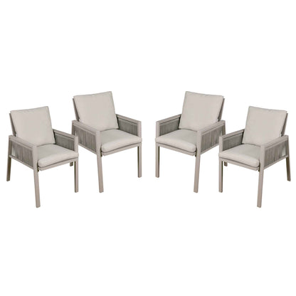 Fusion Garden/Patio Aluminium Dining Chair with Armrests, Set of 4, Light Grey - DG50