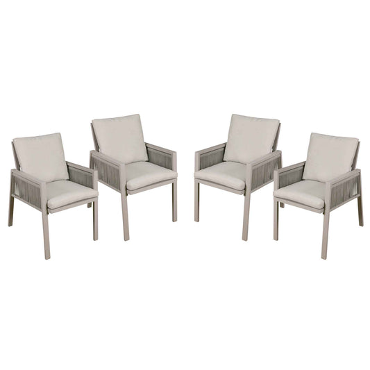 Fusion Garden/Patio Aluminium Dining Chair with Armrests, Set of 4, Light Grey - DG50
