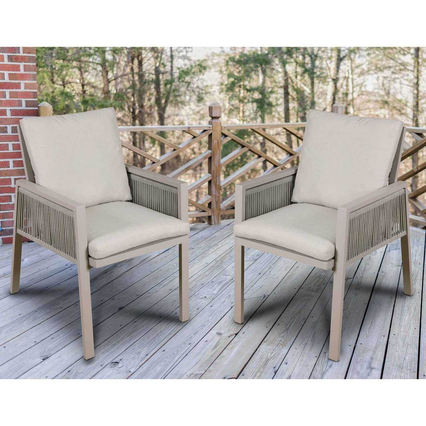 Fusion Garden/Patio Aluminium Dining Chair with Armrests, Set of 4, Light Grey - DG50