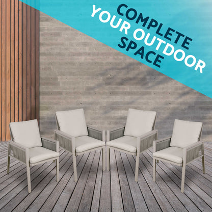 Fusion Garden/Patio Aluminium Dining Chair with Armrests, Set of 4, Light Grey - DG50