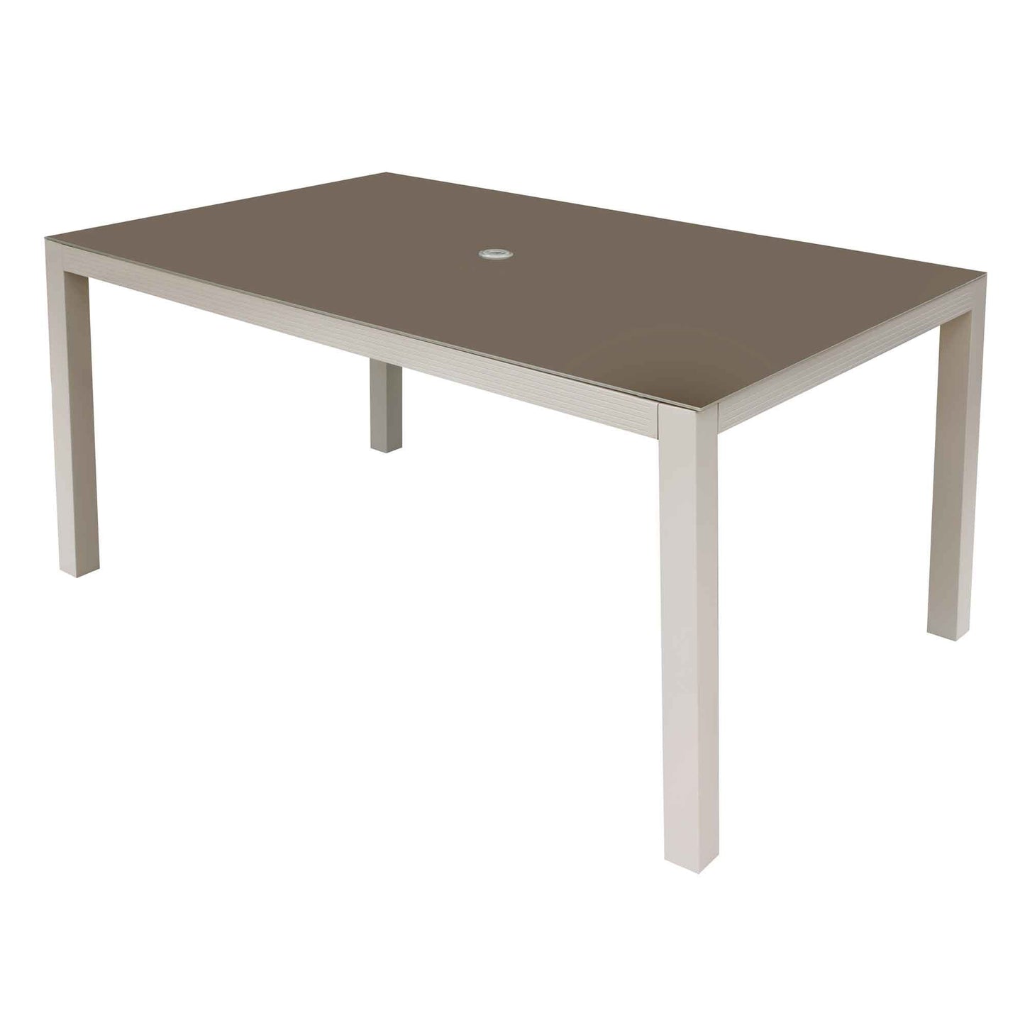 Fusion Aluminium Garden Dining Table with Tempered Glass & Parasol Hole - Light Grey - DG51