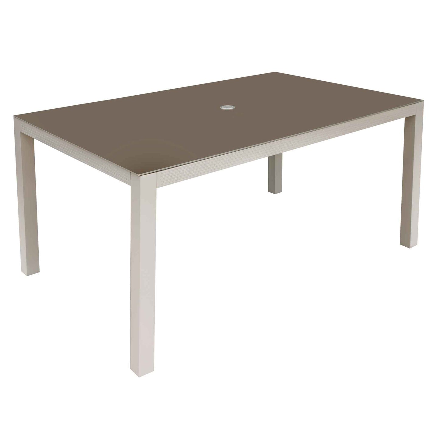 Fusion Aluminium Garden Dining Table with Tempered Glass & Parasol Hole - Light Grey - DG51