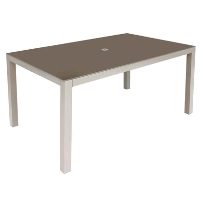 Fusion Aluminium Garden Dining Table with Tempered Glass & Parasol Hole - Light Grey - DG51