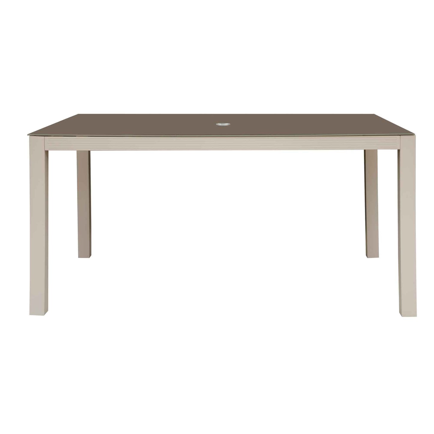 Fusion Aluminium Garden Dining Table with Tempered Glass & Parasol Hole - Light Grey - DG51