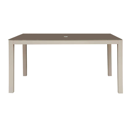Fusion Aluminium Garden Dining Table with Tempered Glass & Parasol Hole - Light Grey - DG51