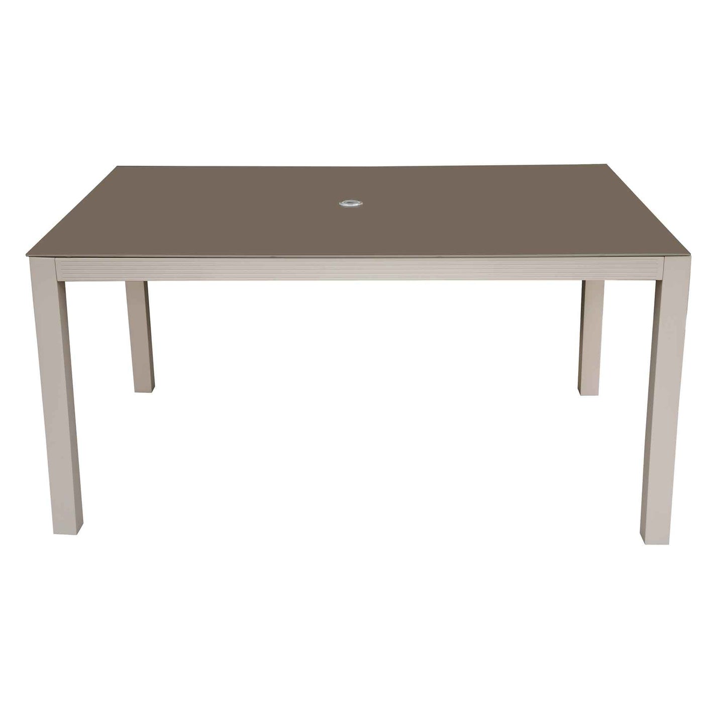 Fusion Aluminium Garden Dining Table with Tempered Glass & Parasol Hole - Light Grey - DG51