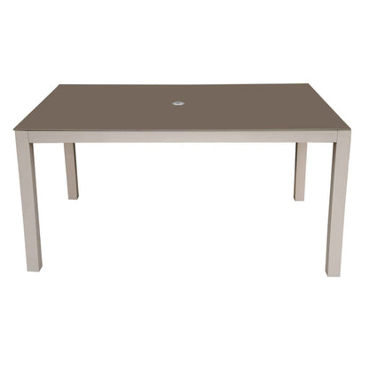 Fusion Aluminium Garden Dining Table with Tempered Glass & Parasol Hole - Light Grey - DG51