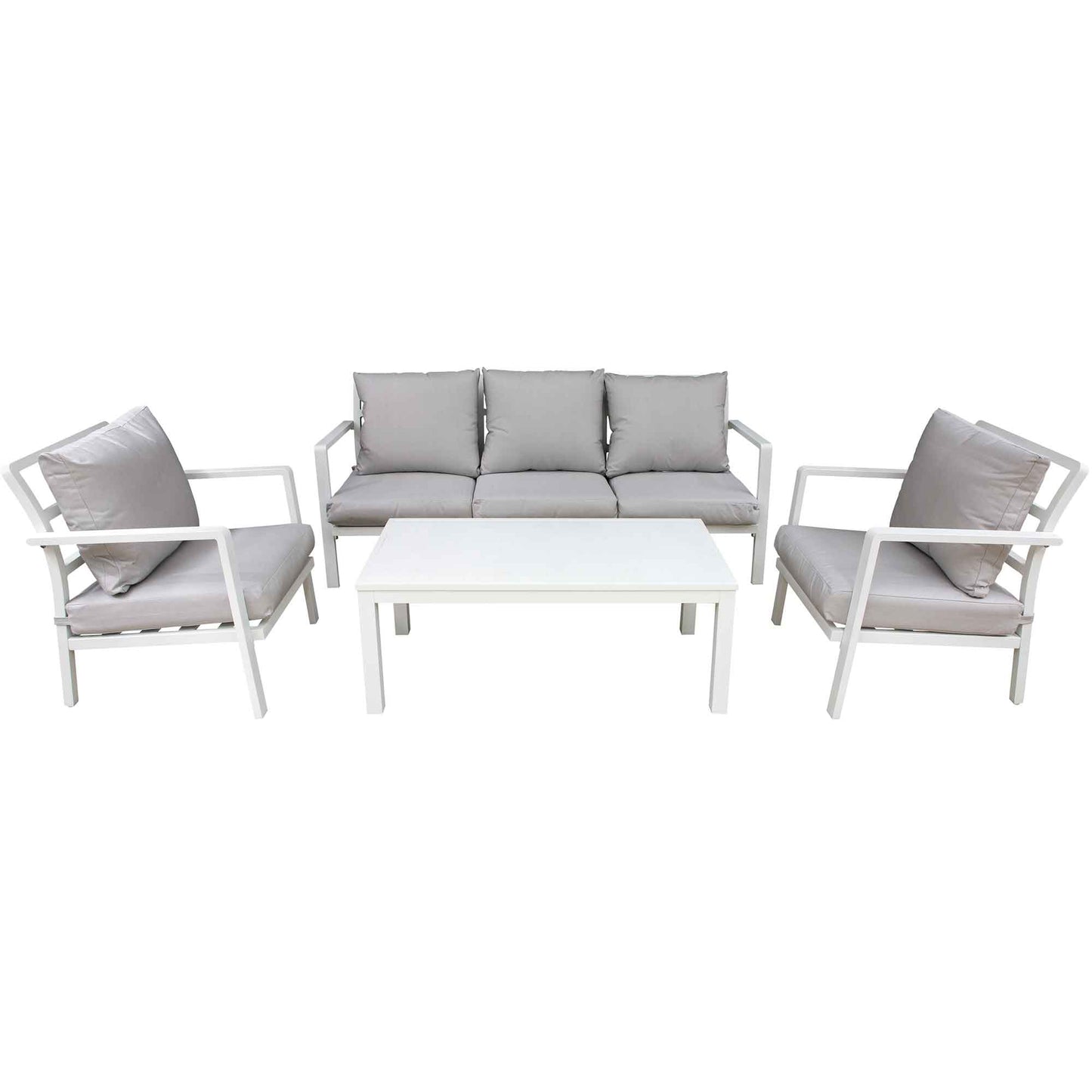 Kyoto 4 Piece Aluminium Outdoor Sofa & Coffee Table Set, White - DG52