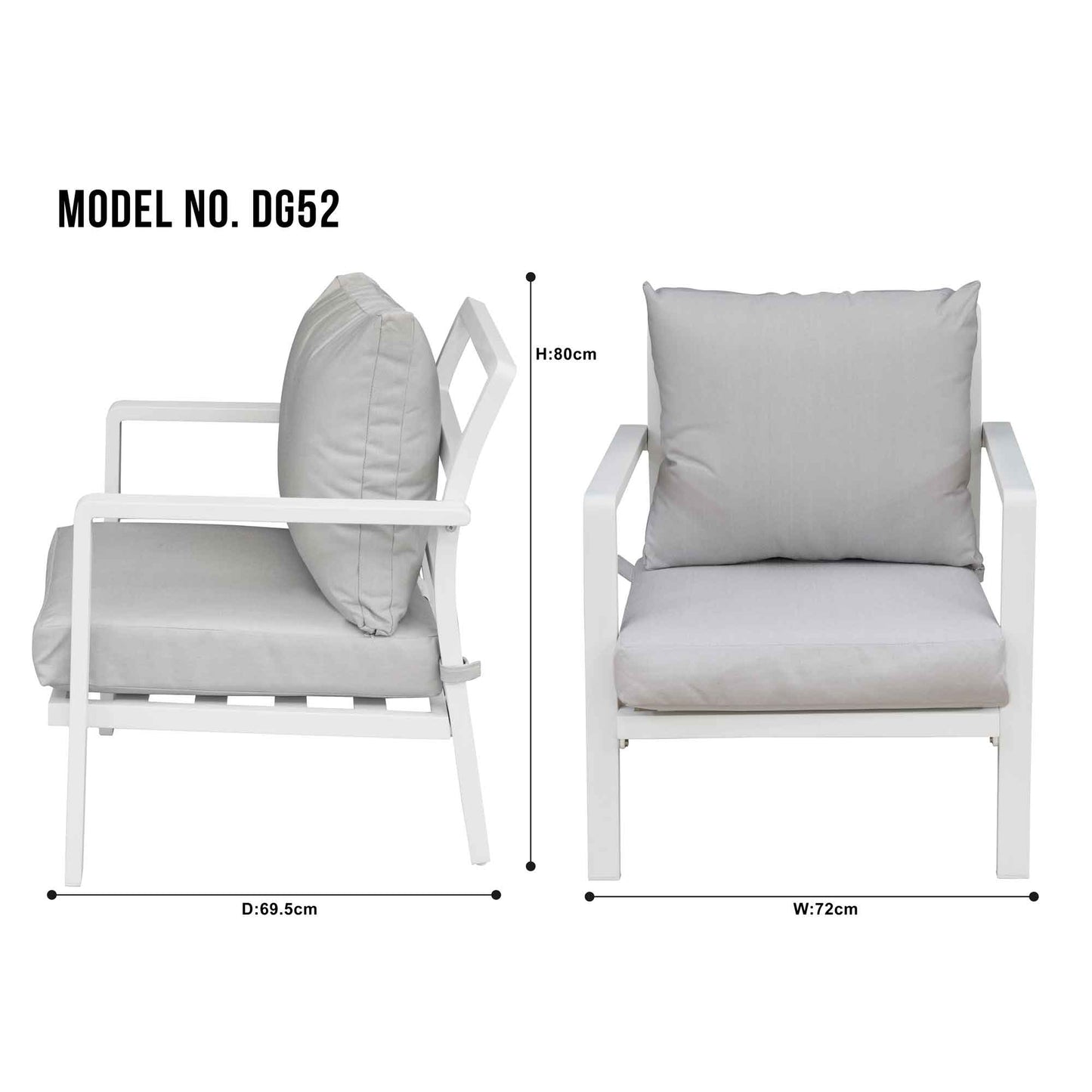 Kyoto 4 Piece Aluminium Outdoor Sofa & Coffee Table Set, White - DG52