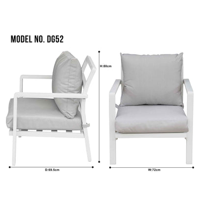 Kyoto 4 Piece Aluminium Outdoor Sofa & Coffee Table Set, White - DG52