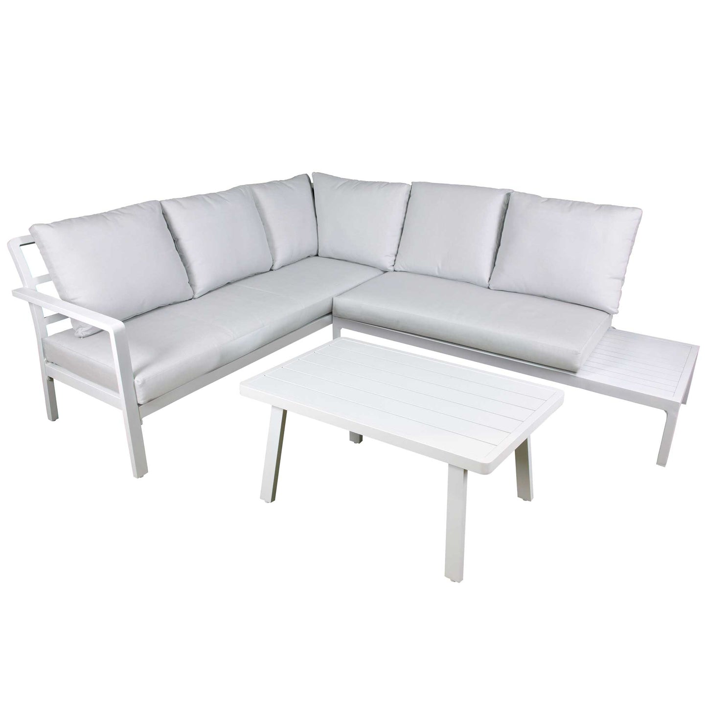 Kyoto 3 Piece Outdoor Corner Sofa & Coffee Table Set, White - DG53
