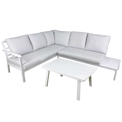 Kyoto 3 Piece Outdoor Corner Sofa & Coffee Table Set, White - DG53
