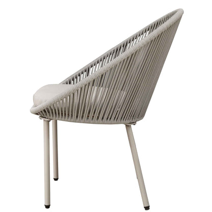 Como 3 Piece Steel Bistro Set with Tempered Glass Top, Grey - DG55