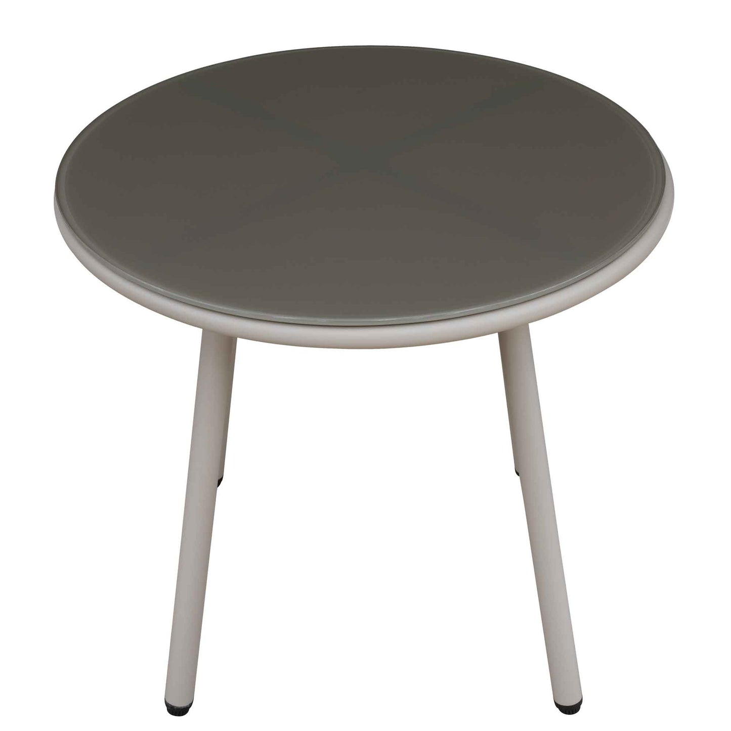 Como 3 Piece Steel Bistro Set with Tempered Glass Top, Grey - DG55