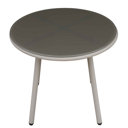 Como 3 Piece Steel Bistro Set with Tempered Glass Top, Grey - DG55