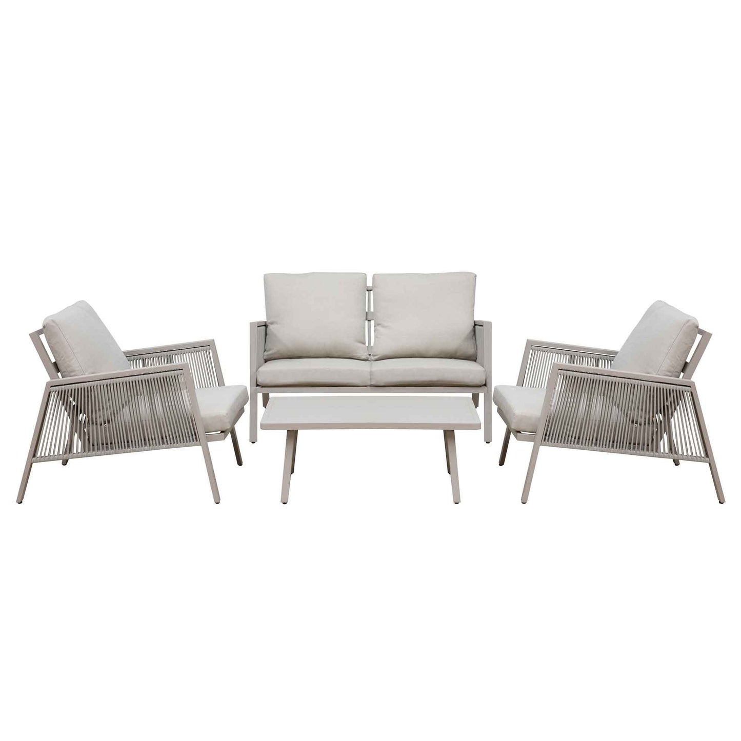 Fusion 4 Piece Outdoor Aluminium Sofa Set, Light Grey - DG56