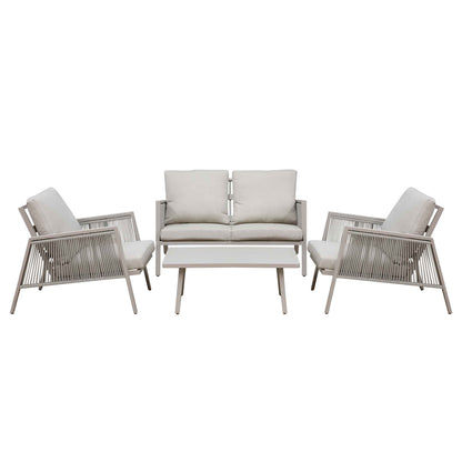 Fusion 4 Piece Outdoor Aluminium Sofa Set, Light Grey - DG56