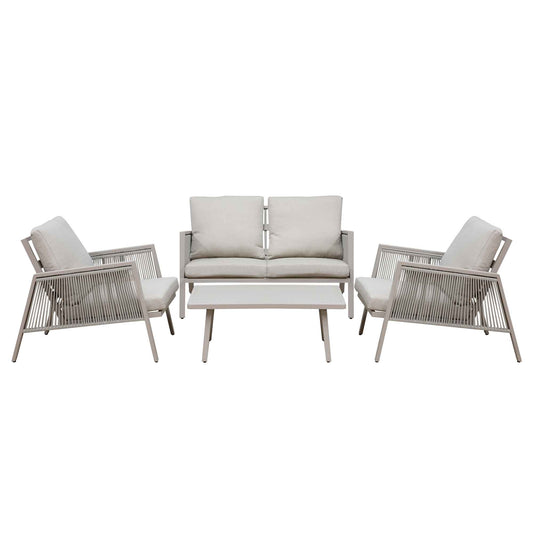 Fusion 4 Piece Outdoor Aluminium Sofa Set, Light Grey - DG56