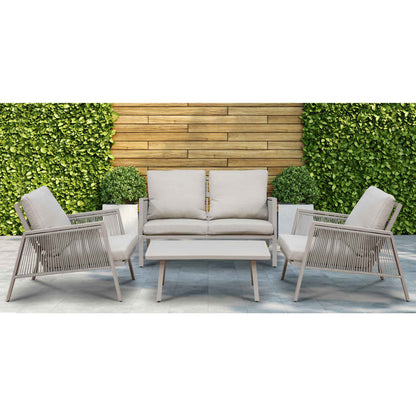Fusion 4 Piece Outdoor Aluminium Sofa Set, Light Grey - DG56