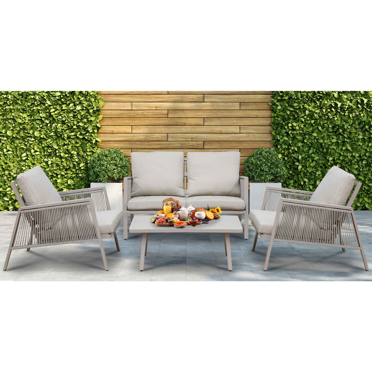 Fusion 4 Piece Outdoor Aluminium Sofa Set, Light Grey - DG56