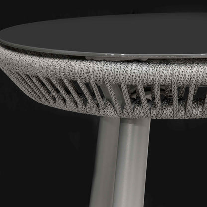 Echo 3 Piece Aluminium Balcony Set with Tempered Glass Top, Grey - DG58