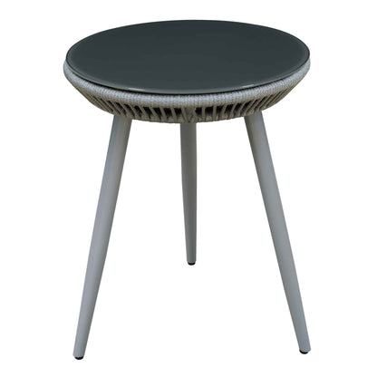 Echo 3 Piece Aluminium Balcony Set with Tempered Glass Top, Grey - DG58