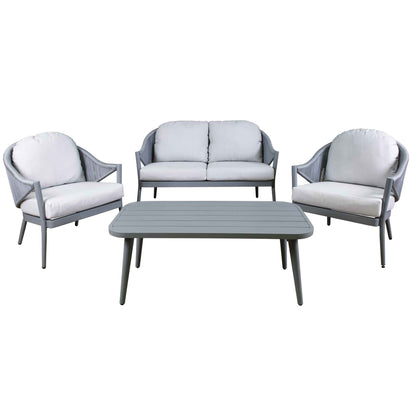 Echo 4 Piece Aluminium Outdoor Sofa Set, Grey - DG59