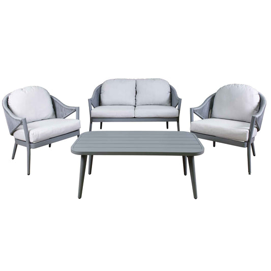 Echo 4 Piece Aluminium Outdoor Sofa Set, Grey - DG59
