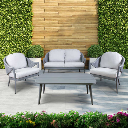 Echo 4 Piece Aluminium Outdoor Sofa Set, Grey - DG59