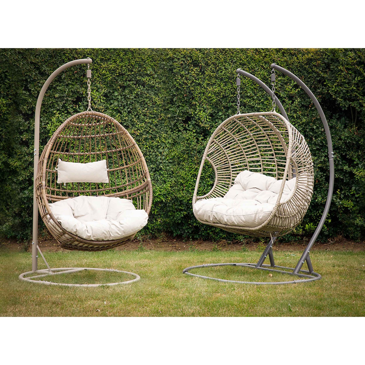 Egg Hanging Single Swing Chair, Wicker Rattan Basket & Steel Frame - DG60