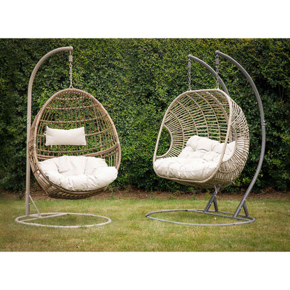 Egg Hanging Single Swing Chair, Wicker Rattan Basket & Steel Frame - DG60