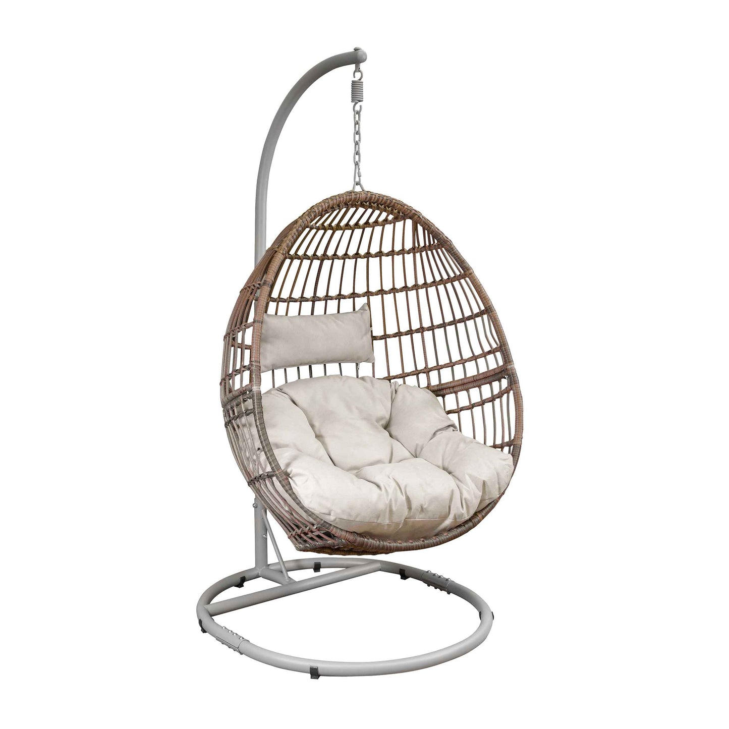 Egg Hanging Single Swing Chair, Wicker Rattan Basket & Steel Frame - DG60
