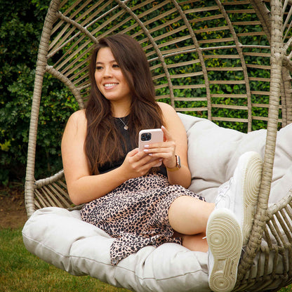 Egg Hanging Double Swing Chair, Wicker Rattan Basket & Steel Frame - DG61