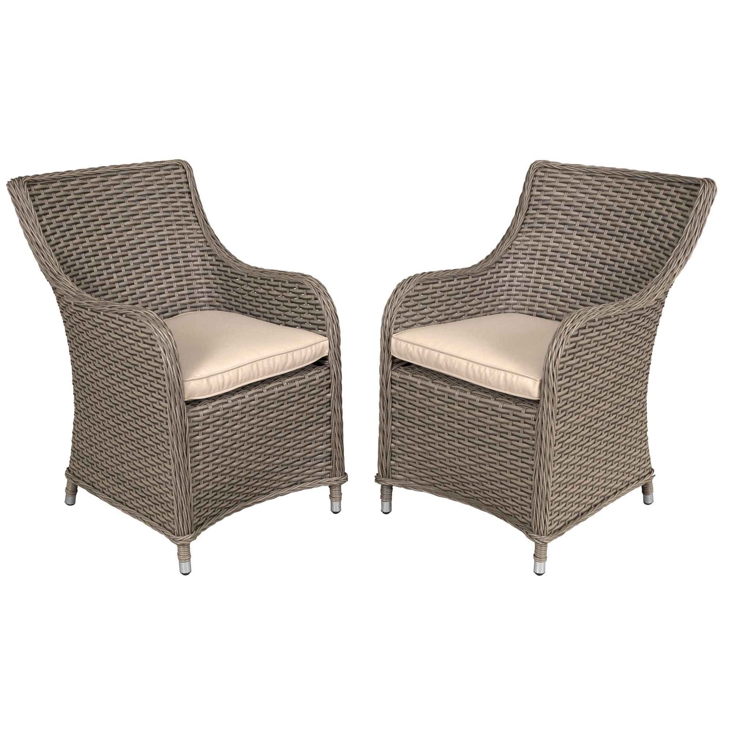 Chester Rattan Wicker Garden Dining Chairs with Cushions, Brown - DG64